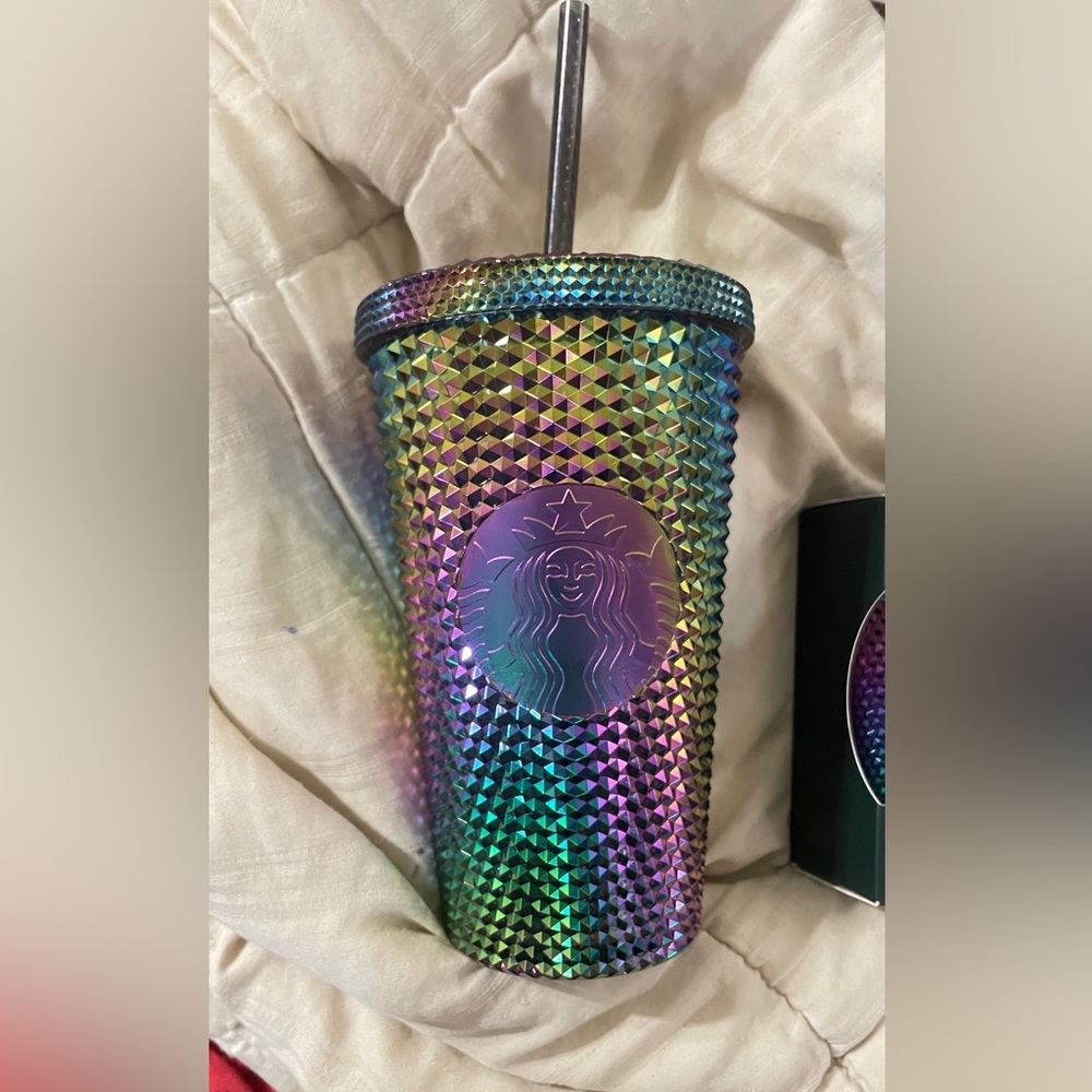 NWT STARBUCKS STUDDED IRRIDESCENT “Oil Slick” Medium 16Oz. Sized Cold Cup
